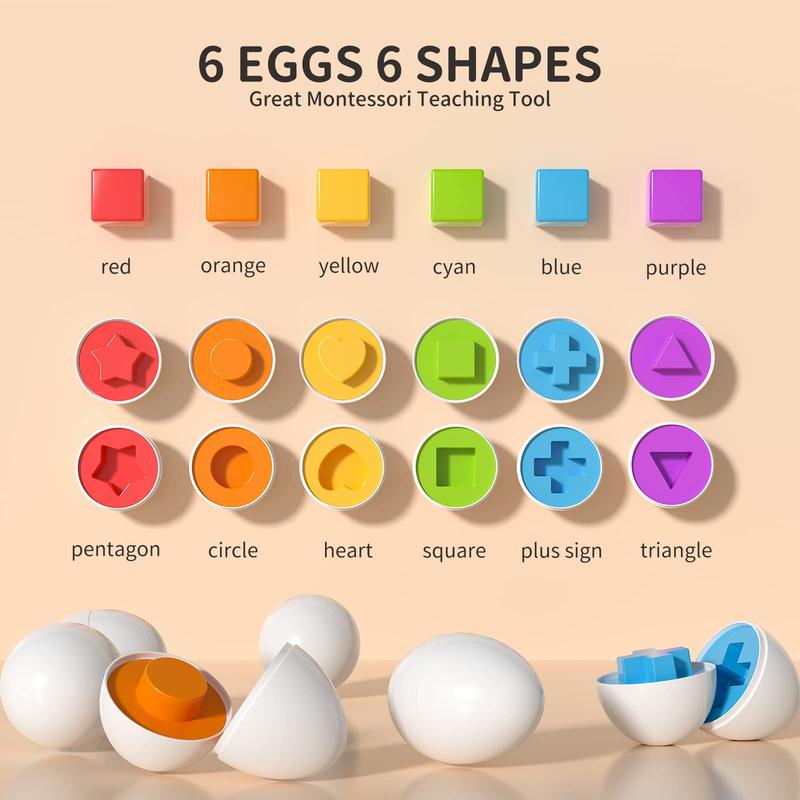 Chicken Easter Eggs Toys Color Matching Game Shape Sorter with 6 Toy Eggs, Fine Motor Skills Sensory Toys, Montessori Educational Boys Girls