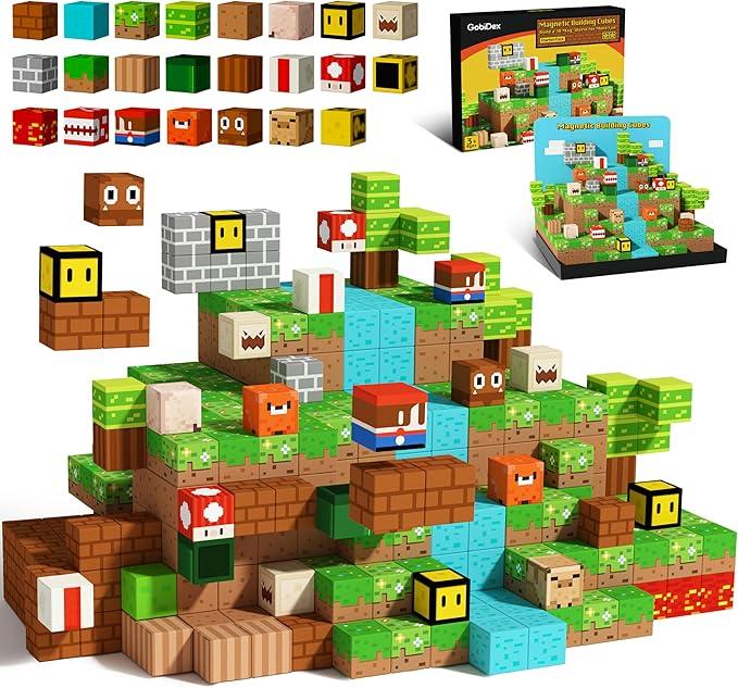 100PCS Magnetic Blocks Magnetic Building Blocks Magnetic Tiles Stacking, Build Mine Magnet World Set, STEM Montessori Sensory Toys magnet blocks,Safe Creativity Toddler Kids Toys, Preschool STEM Learning Toys for 3+ Year Old Boys and Girls,Christmas Gifts