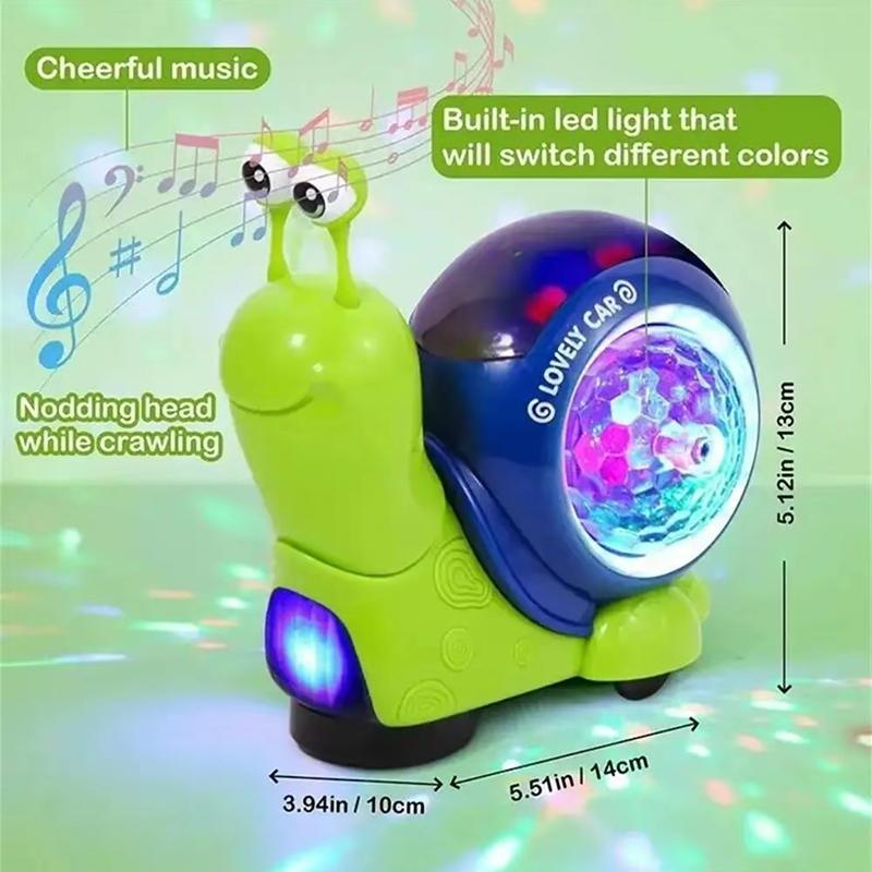 2024 Crawling Snail Design Music Toys, ElectricSnail Toy, Cute Electronic Animal Crawl Toy,Toys with Built-in LED Light, InteractiveLearning Toy