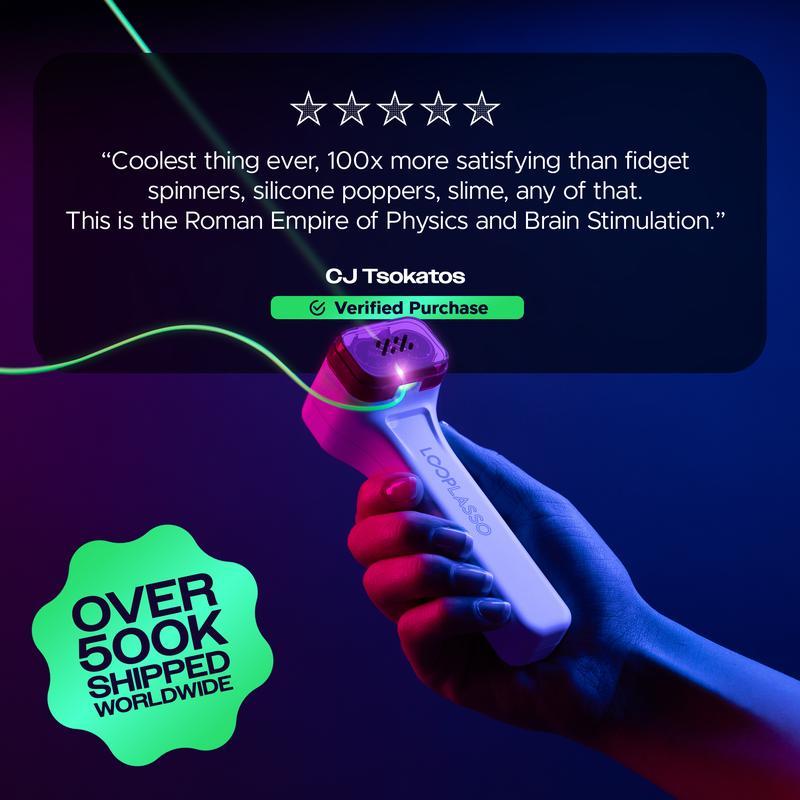 Loop Lasso® NANO - The Original Glow-In-The-Dark String Shooter Toy w  Dual Built-in UV Blacklights - Safe Fun Adult & Kids Rope Launcher Gift - Viral Fidget Toy Gadget - Music Festival Rave Dance Accessory