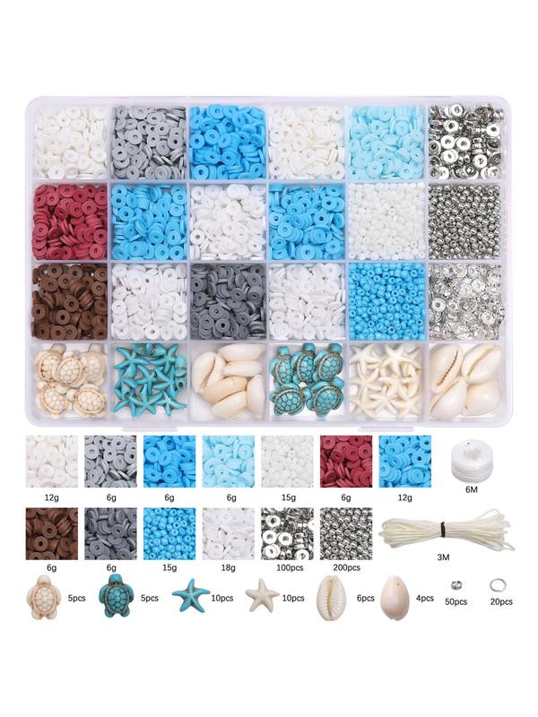 24 Grid Beads Kit, Mixed Color Beads & Elastic Thread & Jump Ring Set, Diy Jewelry Making Supplies for Necklace and Bracelet, Fashion Accessories for Women & Girls for Holiday Gift