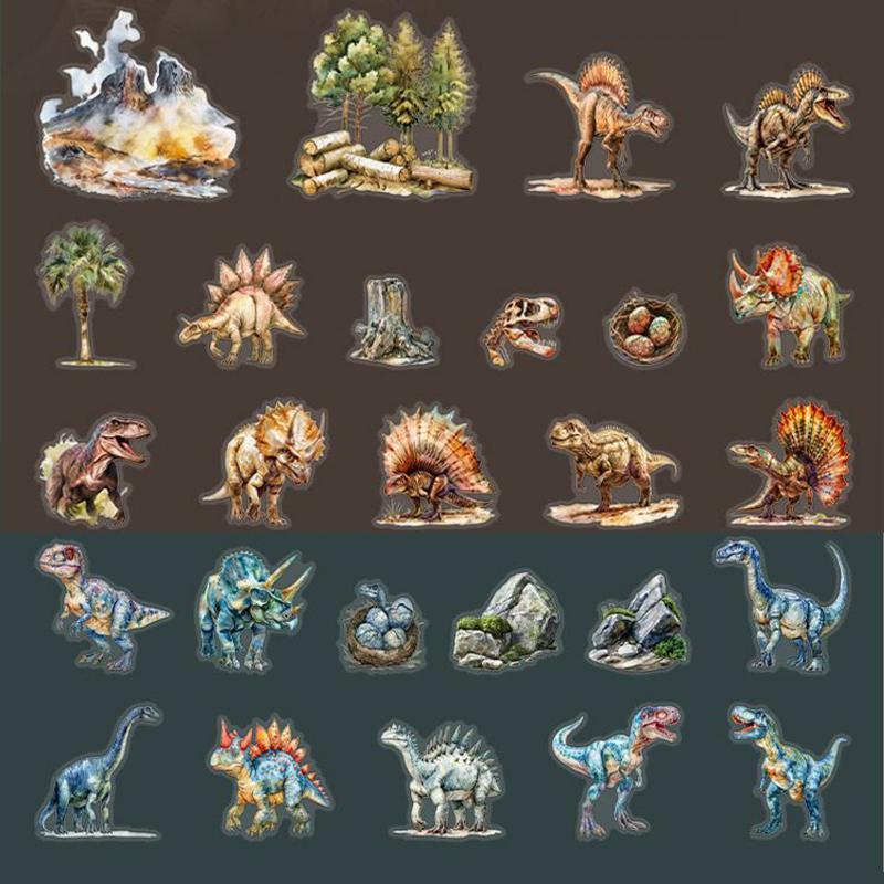 Dinosaur Pattern Sticker, 15pcs set Waterproof Self Adhesive Decorative Sticker, DIY Decals for Scrapbooking, Journaling, Gift Wrapping