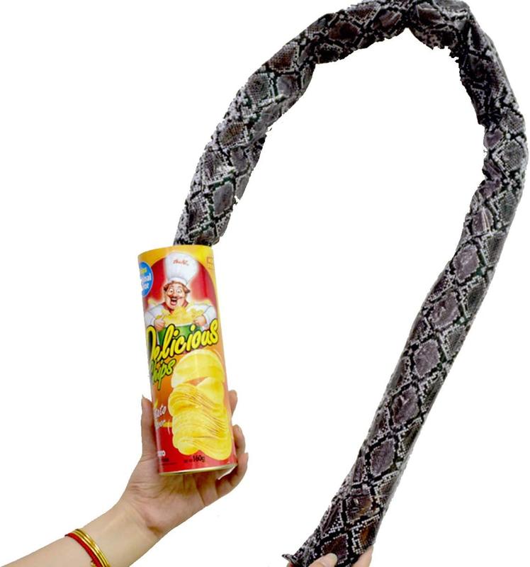 The Potato Chip Snake Can Jump Spring Toy Gift April Fool Day Halloween Party Decoration Jokes in A Gag Prank Large Size (Potato Chip Style)(1pcs)