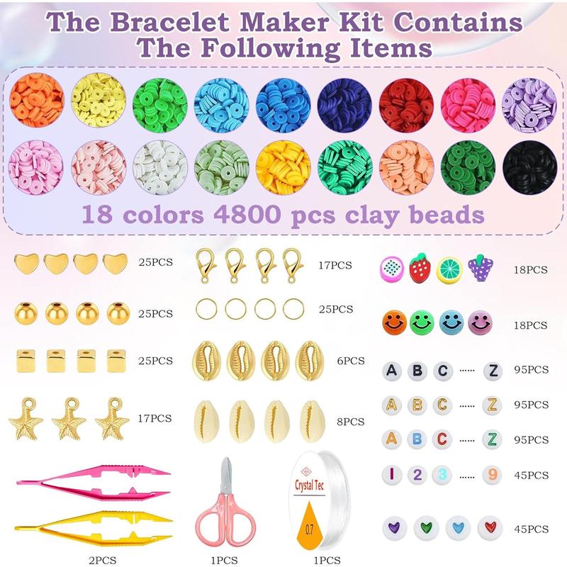 Stocking Stuffers for Kids – 5300 Clay Beads Bracelet Kit, Arts & Crafts for Ages 8-12, Christmas Toys & Birthday Gift for 3-10 Year Olds