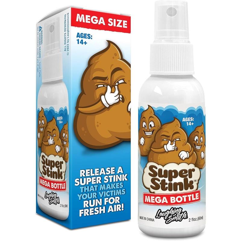 SUPER STINK (Mega Size 60ml) - Fart Spray - 'Insanely Strong' Extra Potent Stink - Fake Poop Smelling Prank Stuff - Smells Like Super 'Bad' Gas - Great Gag Gifts, Stocking Stuffers & Fun Party Favors