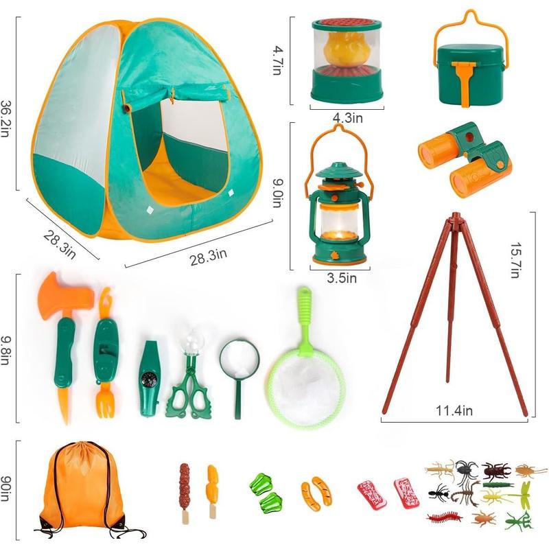 Meland Kids Camping Set with Tent - Toddler Toys for Boys with Campfire, Camping Toys for Kids Indoor Outdoor Pretend Play, Gift Idea for Boys Age 3,4,5,6 Year Old Birthday Christmas (Green)