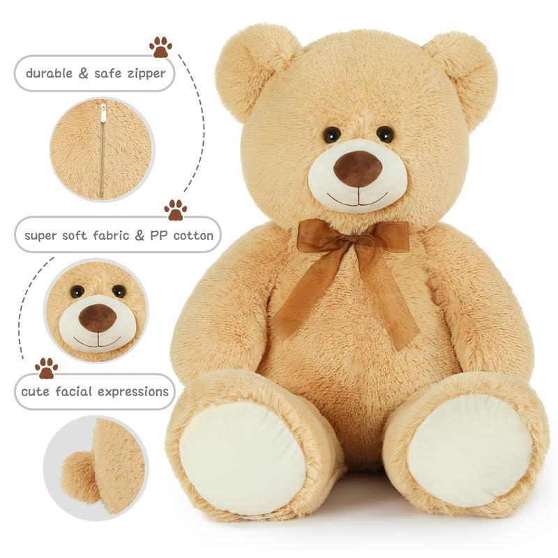 MaoGoLan 36 Inch Giant Teddy Bear - Soft Apricot Plush Stuffed Animal for All Ages, Polyester Fiber, Perfect for Baby Shower Decor, Birthday, Christmas, Valentine'S Day Gift