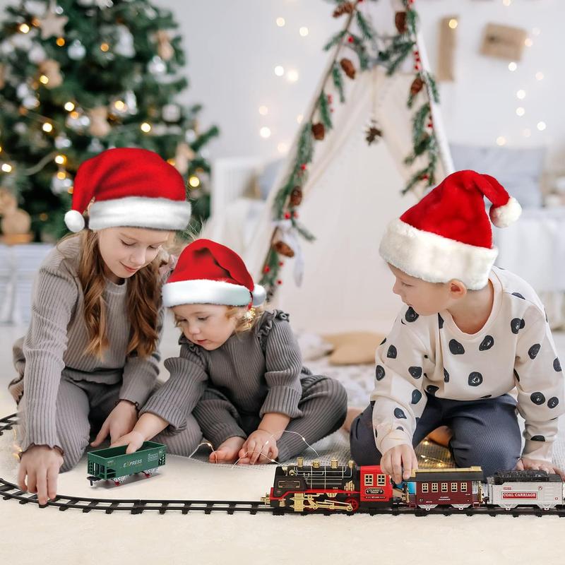 Train Set with Smoke, Sound and Light, Electric Train Track Toy Under Christmas Tree, Christmas Birthday Gift for 3 4 5 6 7 8+ Year Old Kids, Toddlers, Boys and Girls