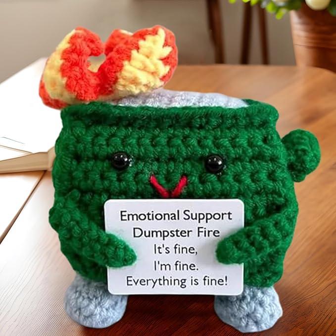 Emotional Support Crochet Dolls - Dumpster Fire Crochet Emotional Support Toy, Adorable Crochet Dumpster Fire Doll Desk Decor