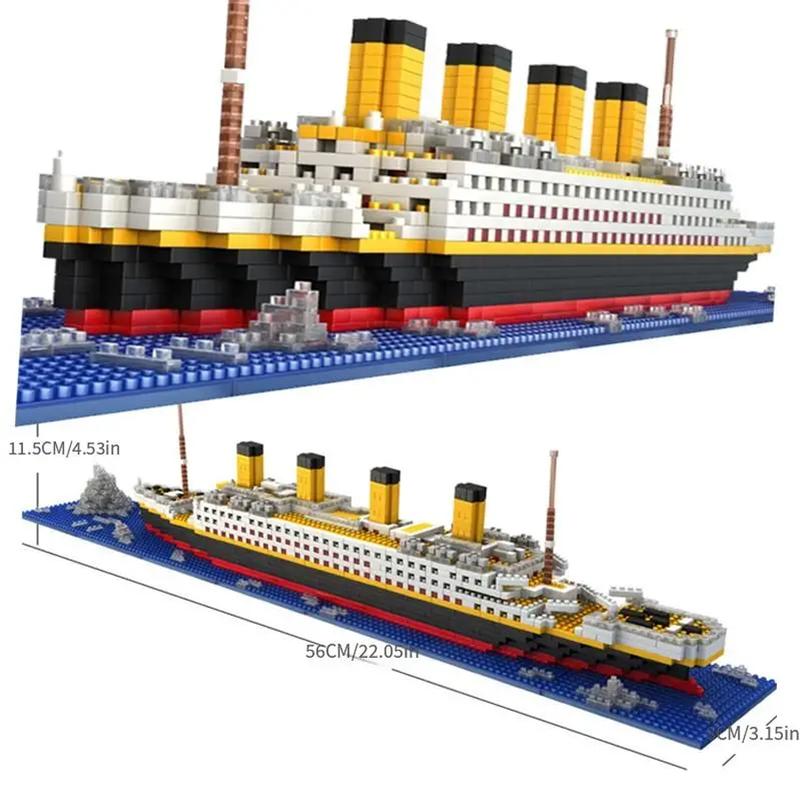 Titanic Ship Micro Mini Building Blocks Set, 1860pcs 3D Titanic Model Building Set Micro Mini Blocks, DIY Bricks Toys Gift for Adults and Kids Age 12+