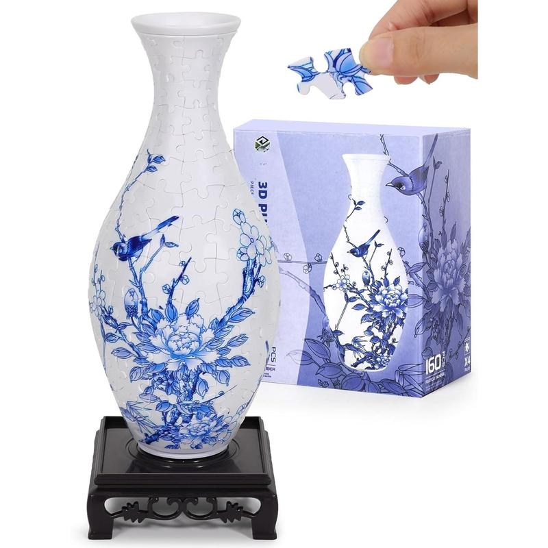 3D Puzzles for Adults, 160 count 3D Puzzle Vase for Flowers, Unique Arts and Crafts for Adults, Unique Housewarning Gifts for Women & Men, Plastic Puzzle Vase for Home and Office Decor