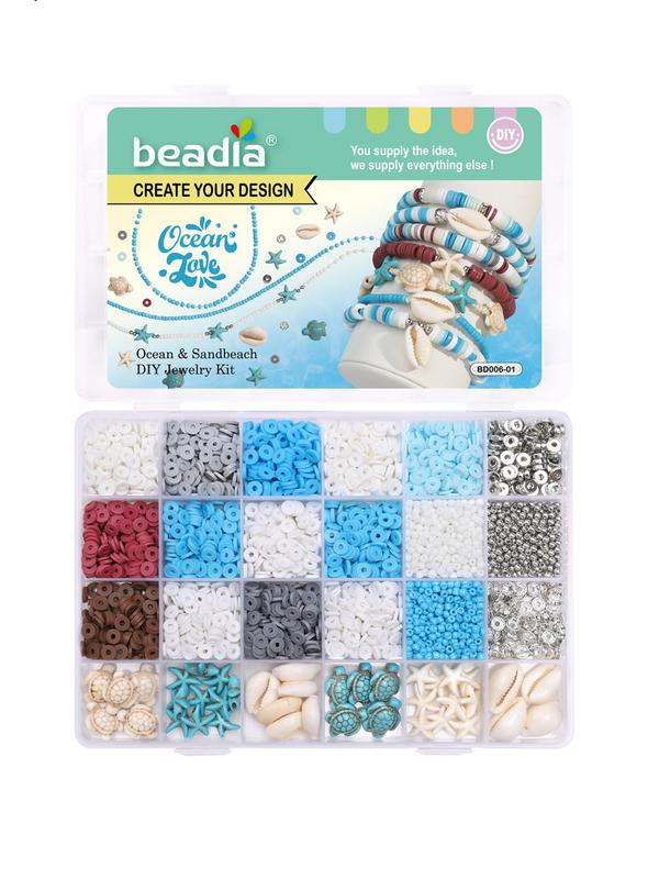 24 Grid Beads Kit, Mixed Color Beads & Elastic Thread & Jump Ring Set, Diy Jewelry Making Supplies for Necklace and Bracelet, Fashion Accessories for Women & Girls for Holiday Gift