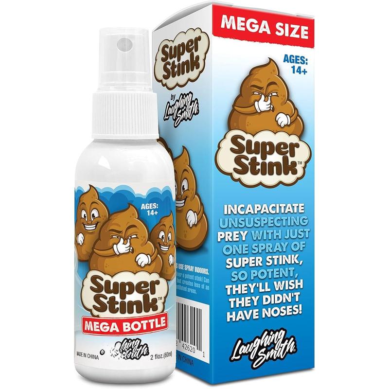 SUPER STINK (Mega Size 60ml) - Fart Spray - 'Insanely Strong' Extra Potent Stink - Fake Poop Smelling Prank Stuff - Smells Like Super 'Bad' Gas - Great Gag Gifts, Stocking Stuffers & Fun Party Favors