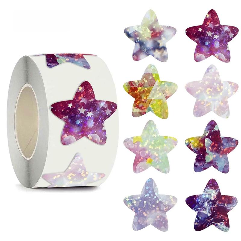 Star Pattern Tape, 1000pcs 2 Rolls Colorful Star Sticker, Decorative Sticker for Gift Wrapping, Scrapbook, Journal Making, Gift Decor