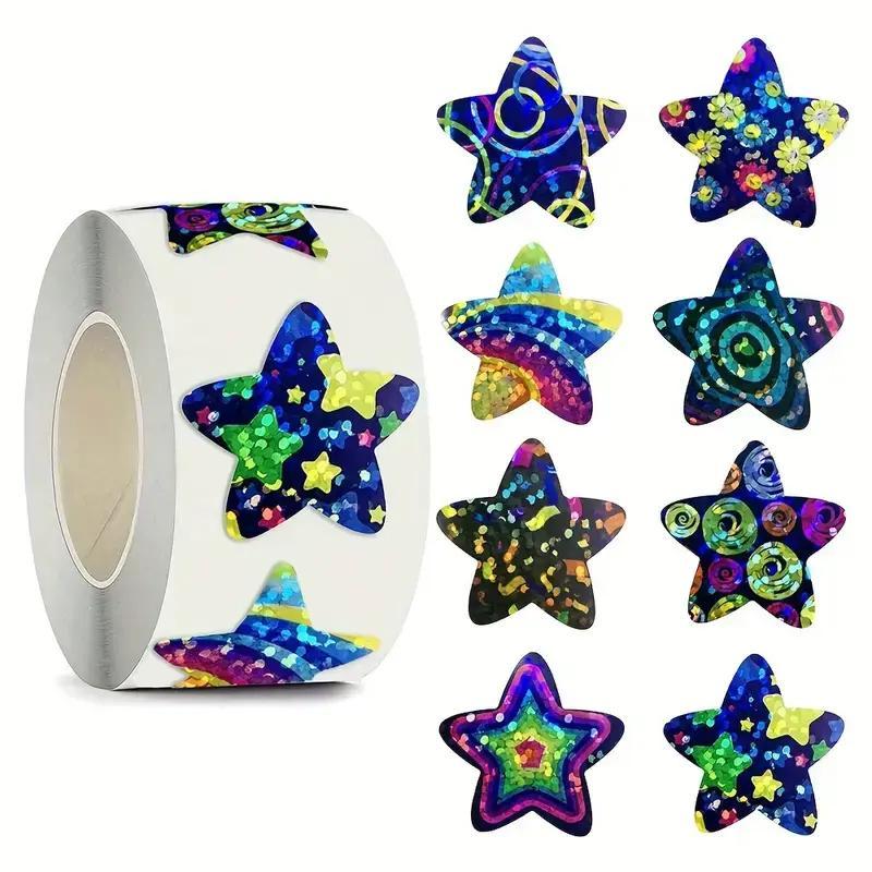 Star Pattern Tape, 1000pcs 2 Rolls Colorful Star Sticker, Decorative Sticker for Gift Wrapping, Scrapbook, Journal Making, Gift Decor