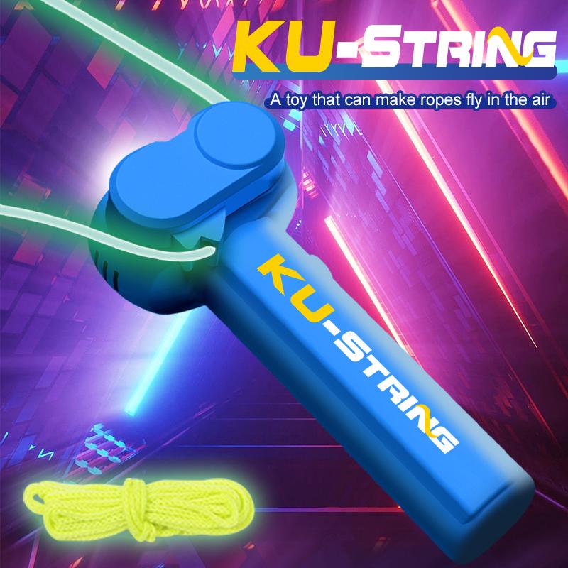 The Original Glow-In-The-Dark String Shooter Toy w  Dual Built-in UV Blacklights - Safe Fun Adult & Kids Rope Launcher Gift - Viral Fidget Toy Gadget - Music Festival Rave Dance Accessory