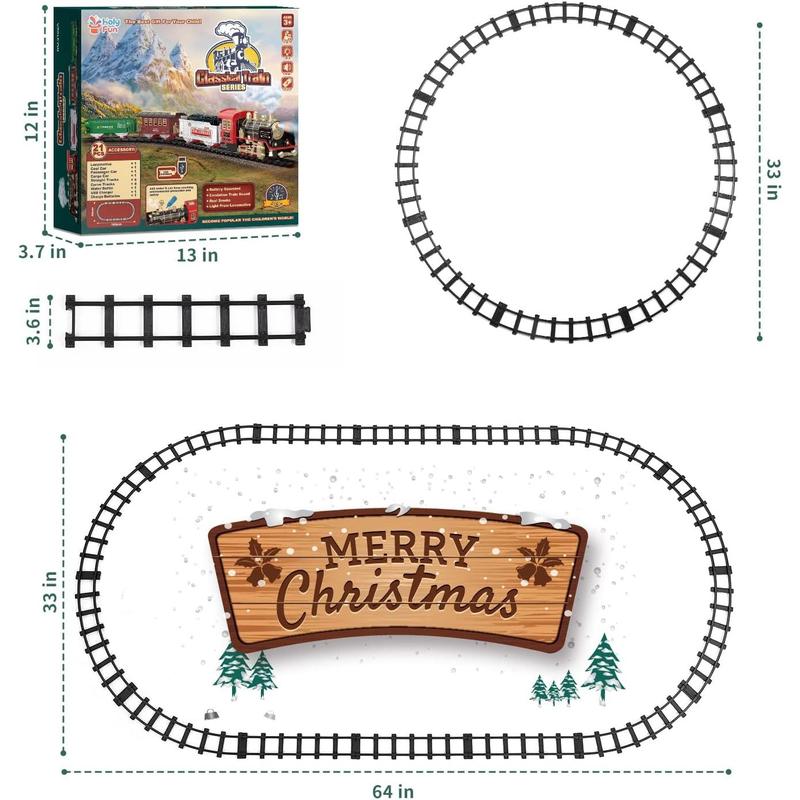 Train Set with Smoke, Sound and Light, Electric Train Track Toy Under Christmas Tree, Christmas Birthday Gift for 3 4 5 6 7 8+ Year Old Kids, Toddlers, Boys and Girls