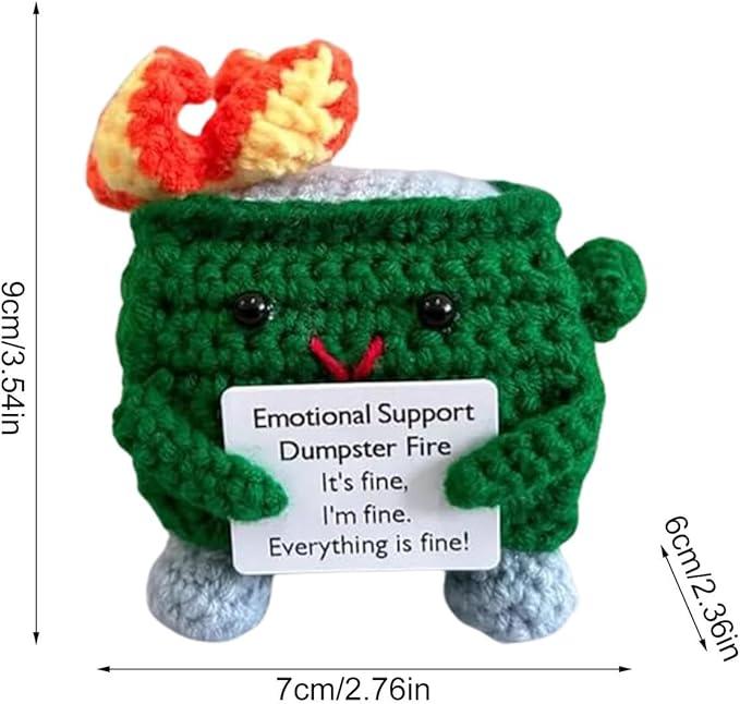 Emotional Support Crochet Dolls - Dumpster Fire Crochet Emotional Support Toy, Adorable Crochet Dumpster Fire Doll Desk Decor