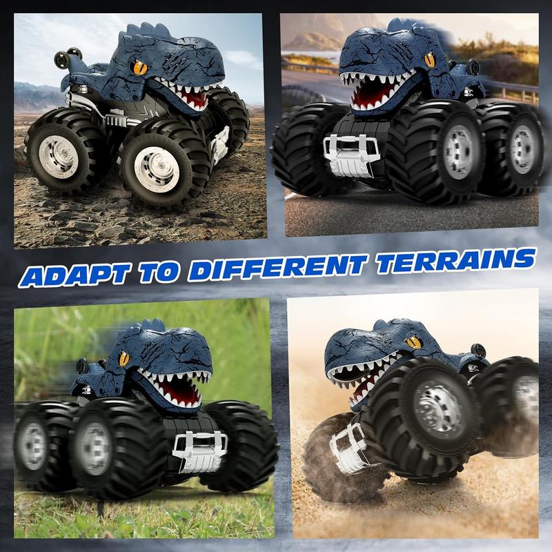 Remote Control Monster Trucks Car, 360? Rotating RC Cars for Boys, 2.4GHz Dinosaur Toys with Spray, Light & Sound, Toys for Kids 6 7 8 Year Olds, Gift for Boys and Girls