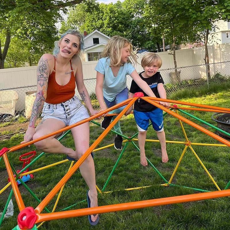 10ft Geometric Dome Climber Play Center, Kids Climbing Dome Tower with Hammock, Rust & UV Resistant Steel Supporting 1000 LBS