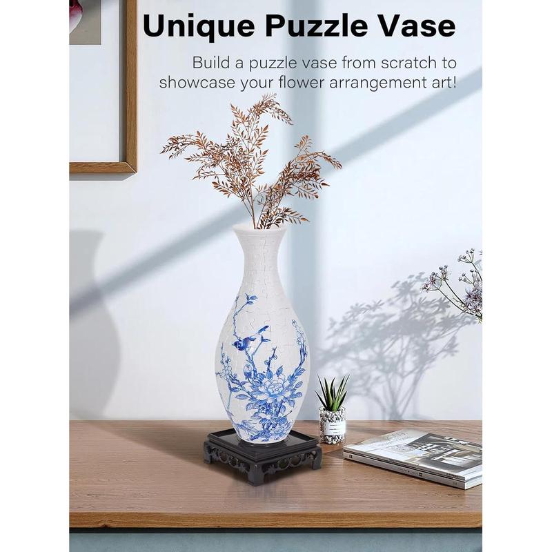 3D Puzzles for Adults, 160 count 3D Puzzle Vase for Flowers, Unique Arts and Crafts for Adults, Unique Housewarning Gifts for Women & Men, Plastic Puzzle Vase for Home and Office Decor