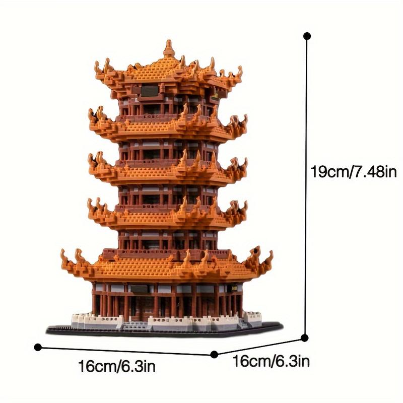 1788PCs Ancient Chinese Architecture Yellow Crane Tower, Miniature Building Blocks, Adult, Gift Box, Puzzle, Puzzle, Hands-on Ability, Splicing, House Structure, Boy, Christmas, Halloween, New Year