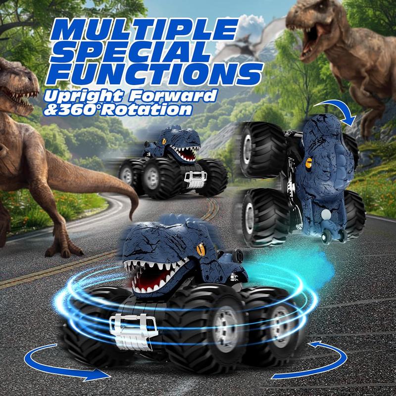 Remote Control Monster Trucks Car, 360? Rotating RC Cars for Boys, 2.4GHz Dinosaur Toys with Spray, Light & Sound, Toys for Kids 6 7 8 Year Olds, Gift for Boys and Girls