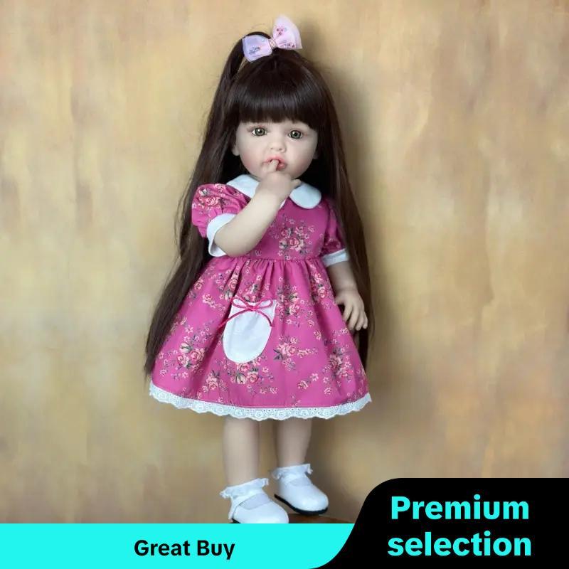 22 Inch Life-like Girl Doll, Reborn Teenager Doll with Full Soft Silicone Body, Lovely Dress Up Toy for Birthday Gift, Christmas Gift