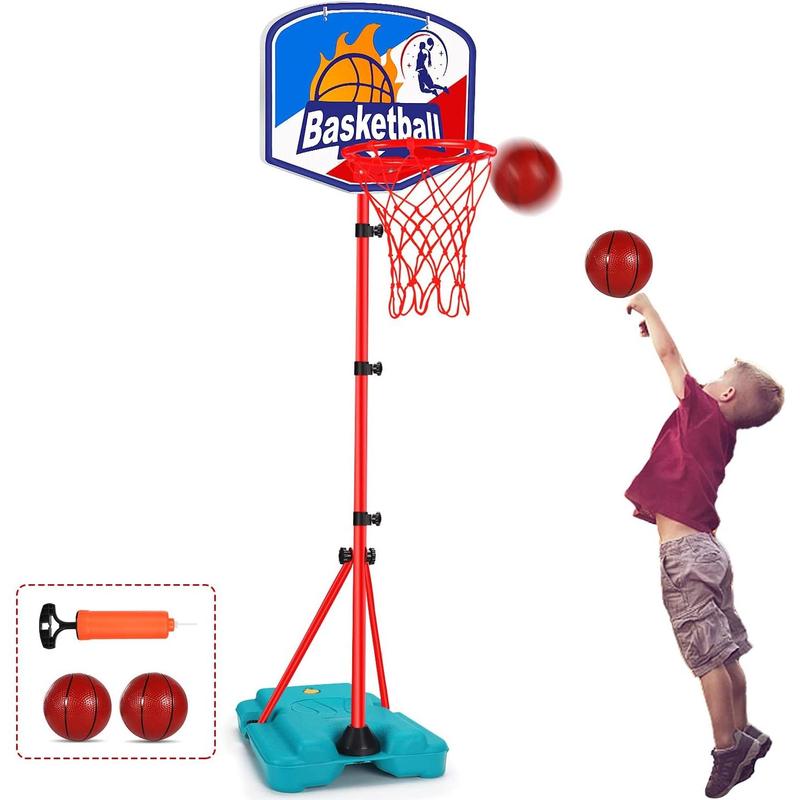 Kids Basketball Hoop Portable Adjustable Height 2.9FT-6.2FT Mini Toddler Basketball Goals Outdoor & Indoor Toys with 2 Balls Summer Yard Backyard Outside Sport Toys for Boys Age 3 4 5 6 7 8 Gifts