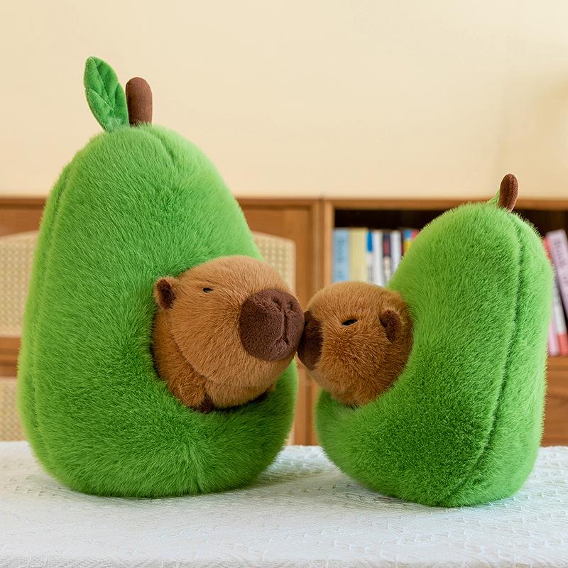 Avocado Capybara,Capybara Stuffed Animal, Capybara Plush, Capybara Toys with Turtle Backpack Plushies Hugging Gifts for Kids Brown