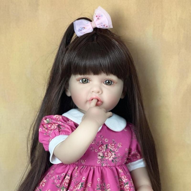 22 Inch Life-like Girl Doll, Reborn Teenager Doll with Full Soft Silicone Body, Lovely Dress Up Toy for Birthday Gift, Christmas Gift