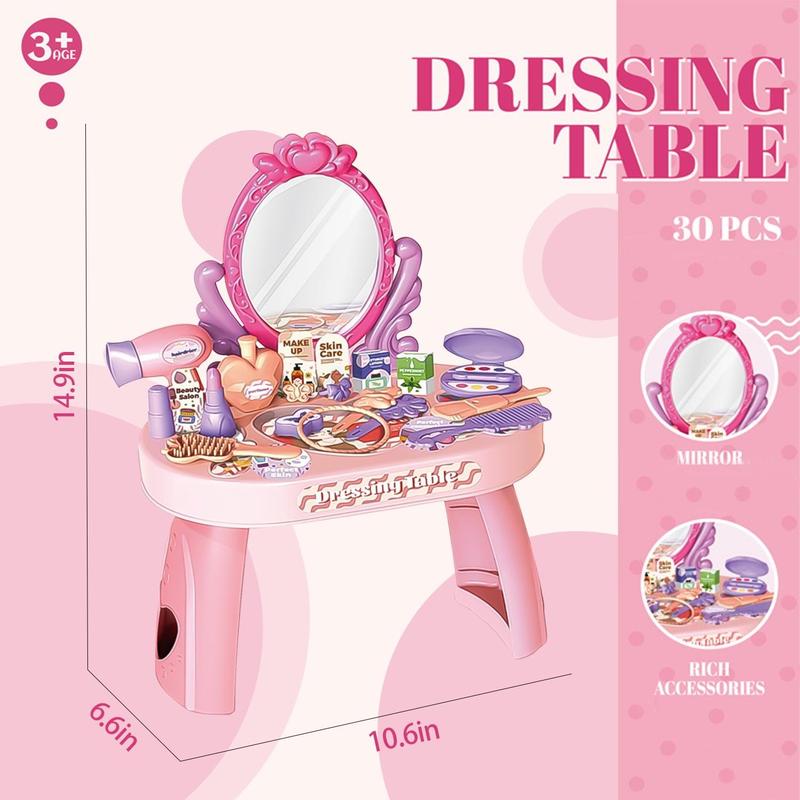 Pretend Play Girls Makeup Table Set, Girls Vanity Set Toy, Princess Toys for Little Girls