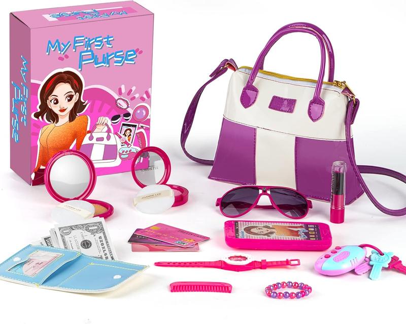 Christmas gift 21 Pcs Pretend Purse for Little Girls, My First Play Purses Toy Set for Princess with Handbag,