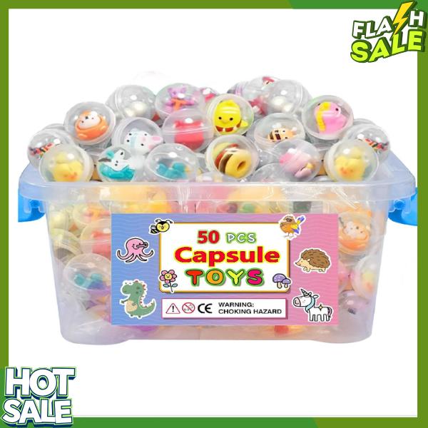 50pcs Adorable Mini Kawaii Capsule Toys Collection Perfect for Sharing Educational, Stocking Stuffers Treasure Box Classroom Prizes Carnival Gifts