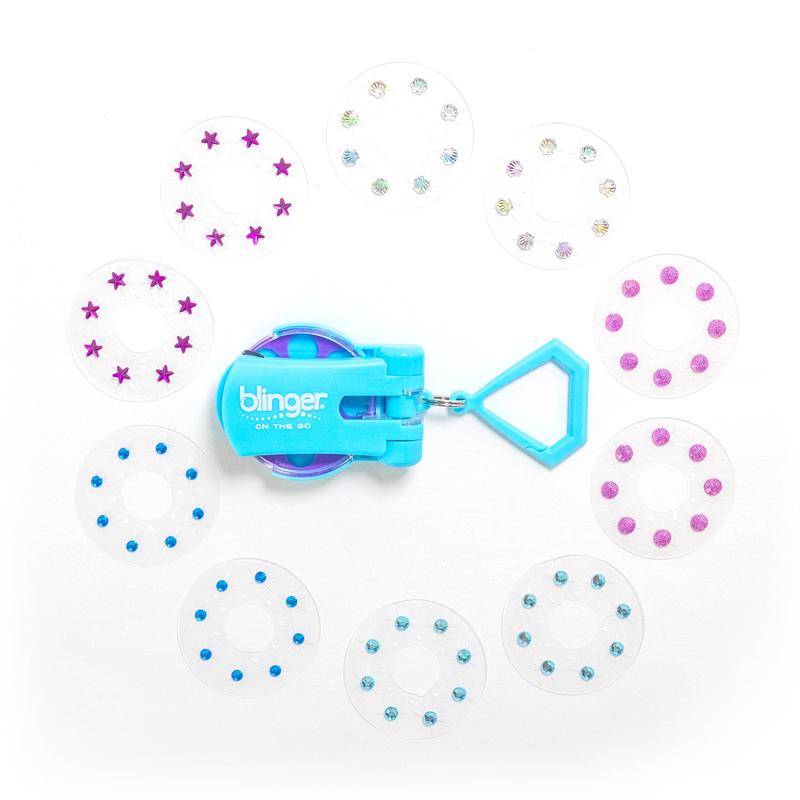 blinger® On The Go (Mini) Starter Kit with blinger® mini Gem Stamper + 80 Colorful Acrylic Rhinestones