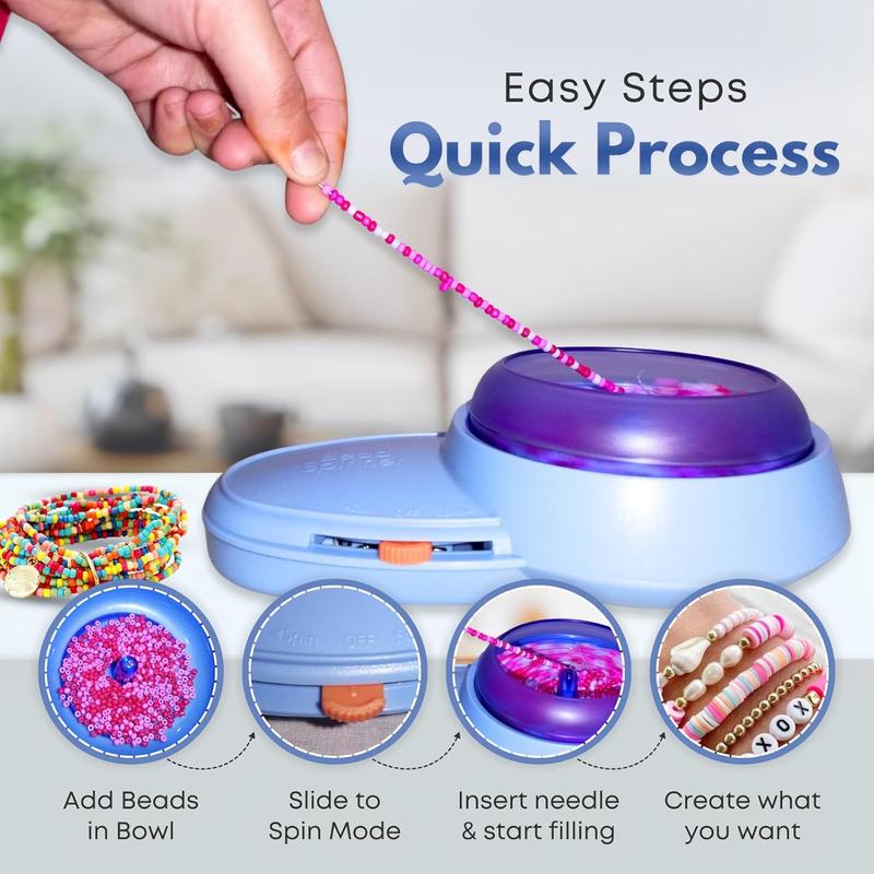 Electric Bead Spinner Jewellery making Kit Adjustable Speed, Forward Reverse 3 Bowls Coloured Beads Charm fancy seed bead supply making Clay Spinner Thread Christmas Beaded Holiday DIY Craft Jewelry Friendship Bracelet Making Kit