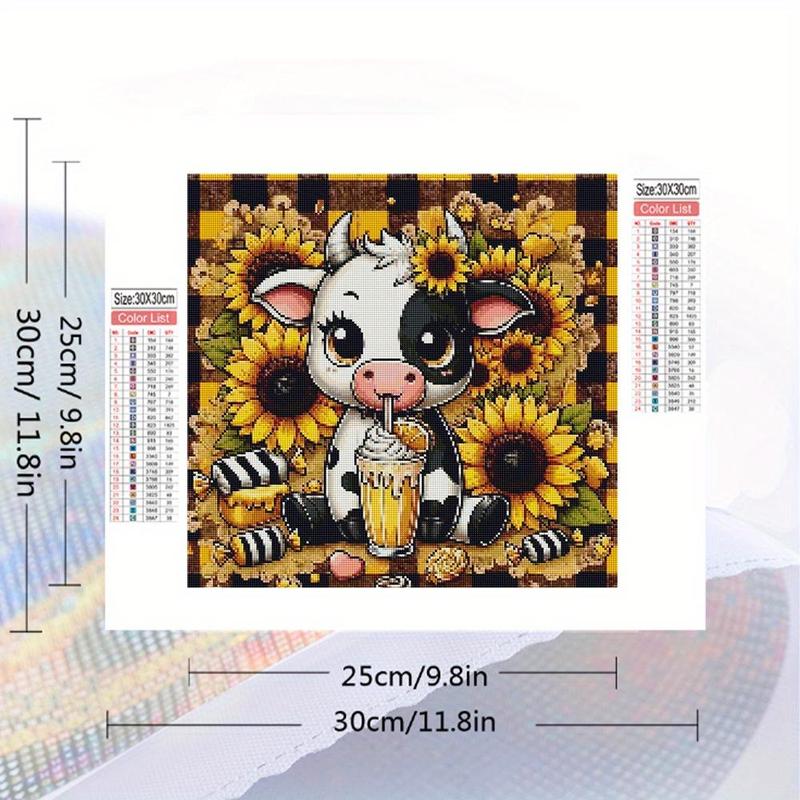 DIY Artificial Rhinestones Arts Painting Kit Without Frame, Cow Animals Pattern DIY Painting, Handmade Craft Wall Art Decoration