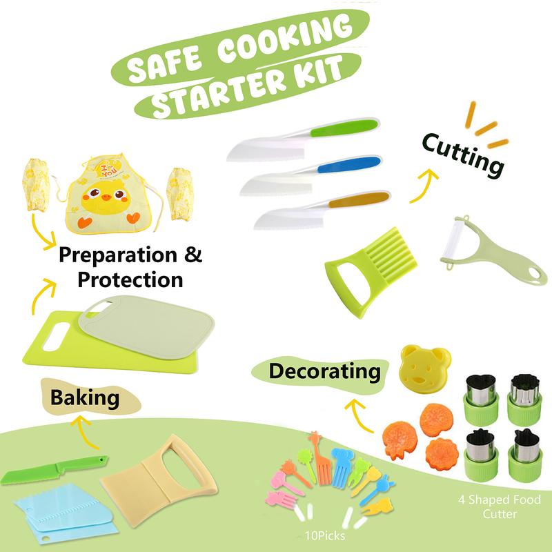 Control Future 31pcs Kids Cooking Set Toy:Montessori Kitchen Toy Safe Culinary Tools for Kids 4 - 12,Thanksgiving and Christmas Gifts