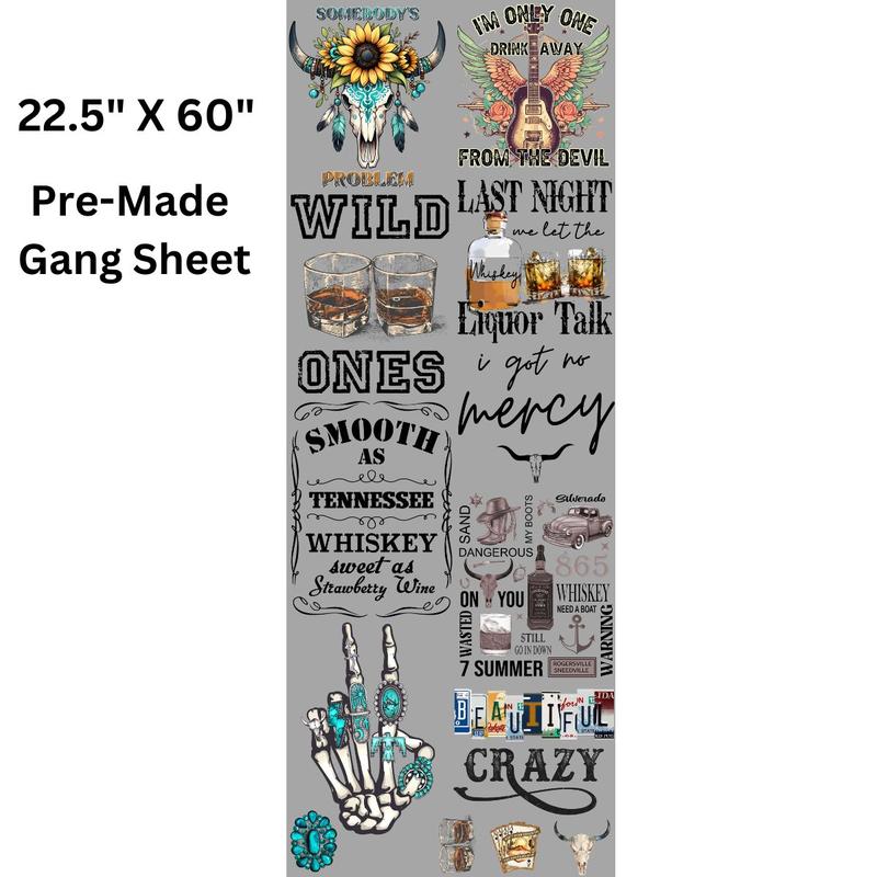 Country Soul  DTF Transfers Gang Sheet 22” wide x 60” long DIY Direct to Film T Shirt Transfers