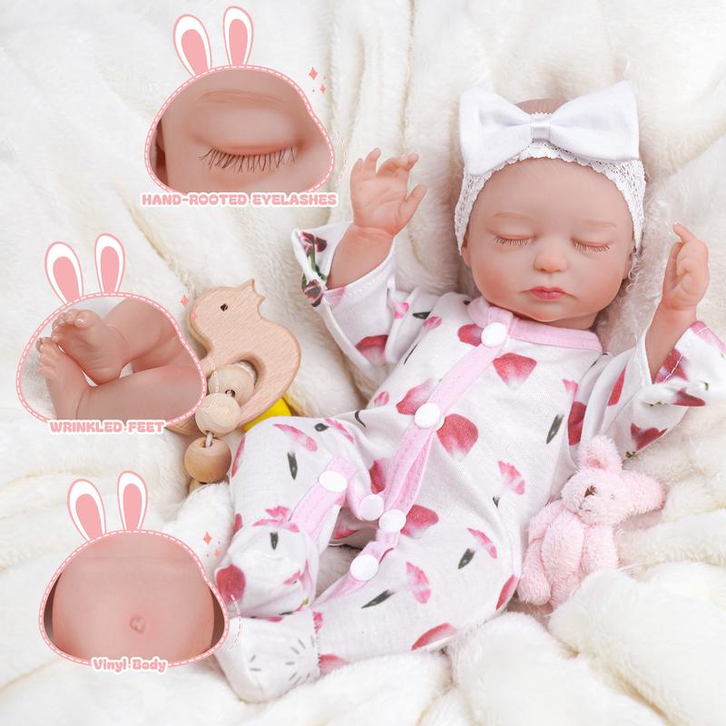 BABESIDE Lifelike Reborn Baby Dolls Beta- 12-Inch Baby Soft Body Realistic-Newborn Baby Dolls Full Vinyl Body Poseable Real Life Baby Dolls Girl Gift Box for Kids Age 3+