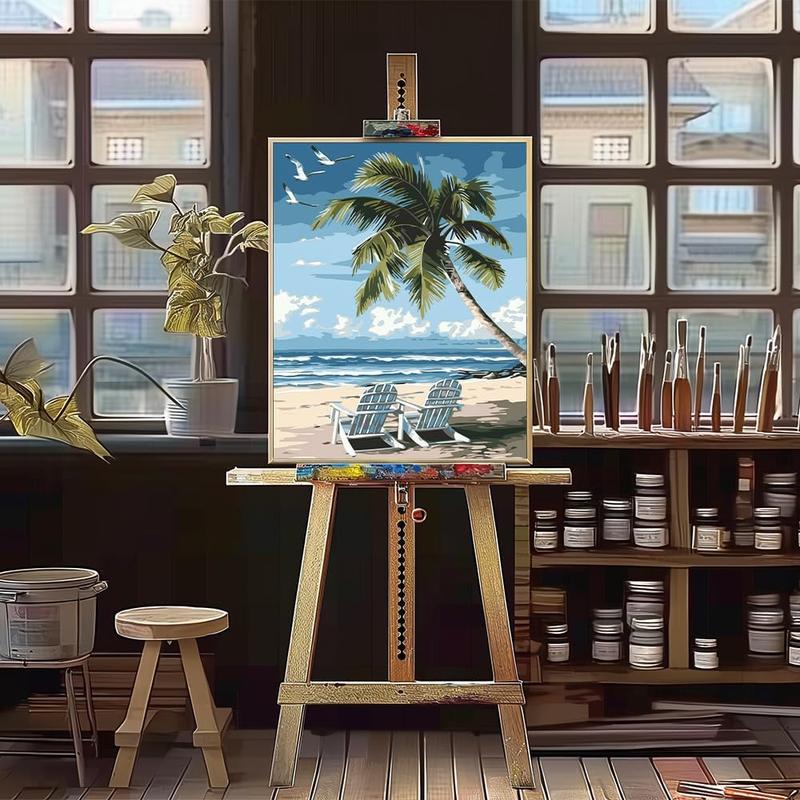 Paint by Numbers Kit for Adults - Beach DIY Adult Paint by Number Kits Seascape  Canvas Painting for Adults Beginners  Art Crafts Without Frame, 16x20 Inch