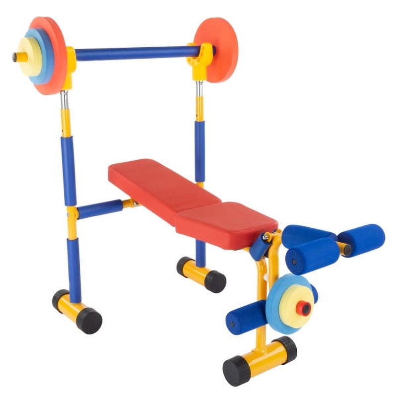 Kids Weight Bench Set with  Press and Barbell for Ages 3 and Up