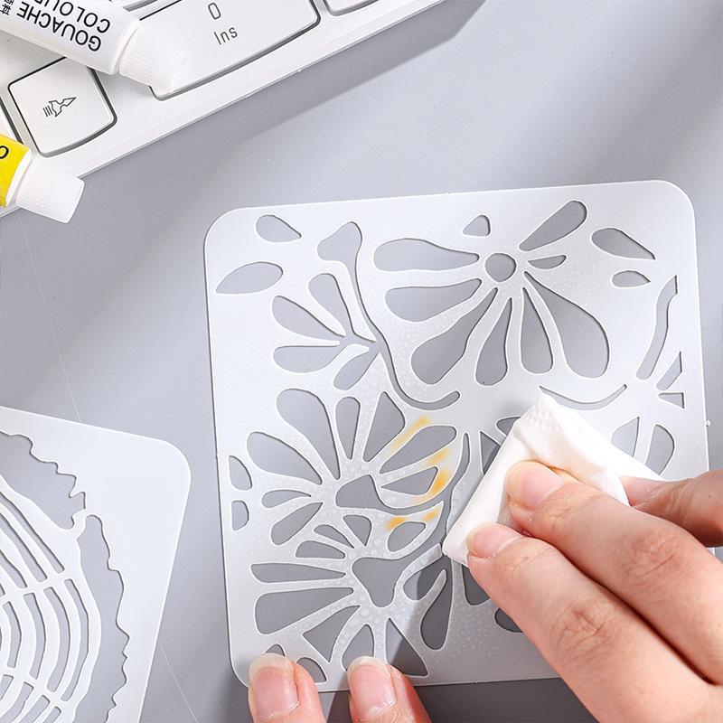 Retro Texture Painting Hollow Template, 6 Counts set Texture Chapter Series Template, DIY Painting Template for Card Making