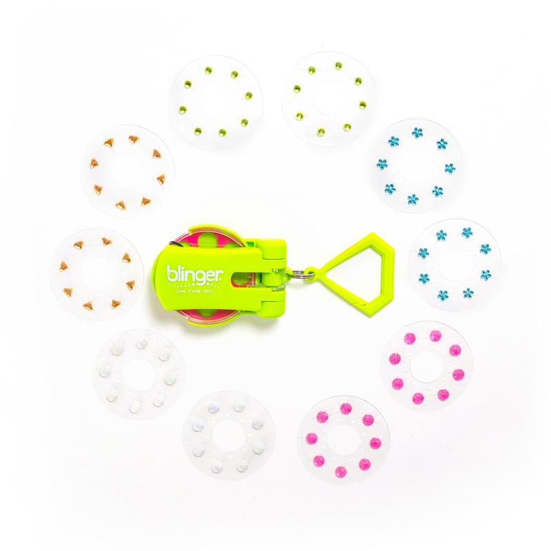 blinger® On The Go (Mini) Starter Kit with blinger® mini Gem Stamper + 80 Colorful Acrylic Rhinestones