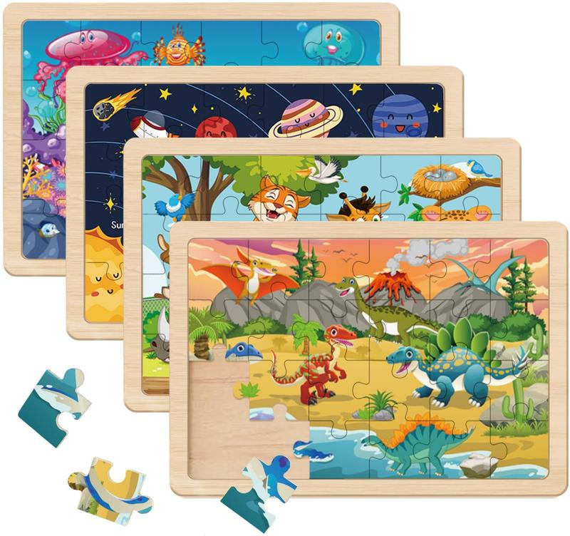 Puzzles for Kids Ages 4-6, 24 Pack Wooden Puzzles for Kids Ages 3 4 5 6 7 8 Year Olds Puzzles Toys. Children Jigsaw Puzzles for Boys and Girls Educational Learning Toys