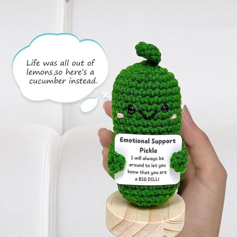 Handmade Emotional Support Pickled Cucumber Birthday Gift, Cute Crochet Christmas Pickle Knitting Doll Ornaments, Funny Reduce Pressure Pickle Toy for Women Men Girlfriend College (1pcs)