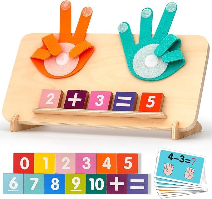 Educational Math manipulatives Number Counting Blocks for Kids, Montessori Toys for 3-5 Year Old Boys Girls Birthday Gifts Finger Counting