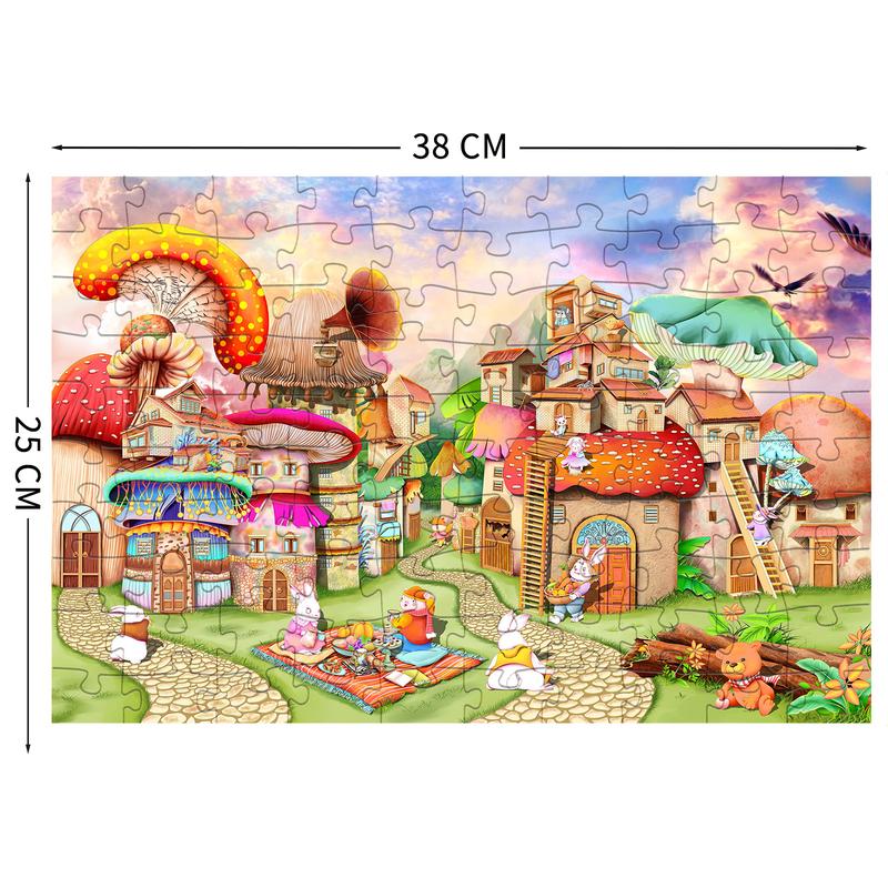 HUADADA 100 Pieces Puzzles for Adults, toddler puzzles，Mushroom Room, Perfect for Home Decoration Holiday Vacation, Family Games, Grandparents Brainstorming