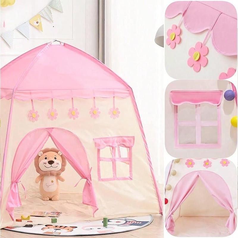 Princess Castle Design Play Tent, Portable Foldable Play House Tent, Indoor & Outdoor Play Tent for Role Playing, Birthday Gift, Party Supplies