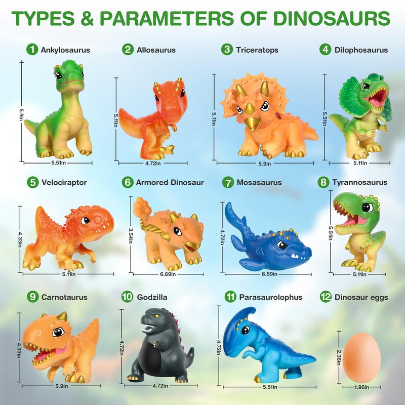 11 Dinosaur Toys for Birthday Gift Plastic Dino Toy Set,11 Soft Small Dinosaur Figures & 1 Egg, Series of Dinosaur Models Perfect Gifts for Dinosaur Lovers For aged 12 and above